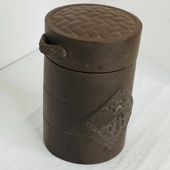 Zisha Clay Pottery Tea Container Dark Brown Decoration canister shape steamer - Picture 4 of 15